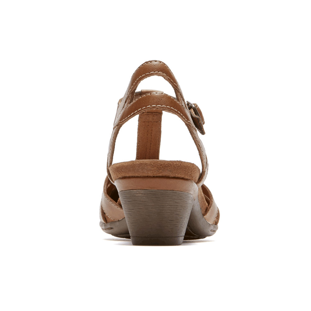 Rockport Sandals For Womens Brown - Cobb Hill Aubrey T-Strap - WJ4239687